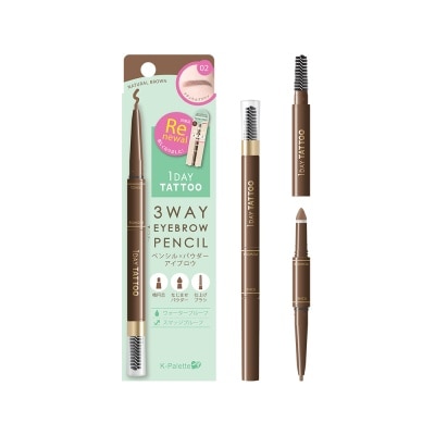 K PALETTE - 3Way Eyebrow Pencil - 02 Natural Brown