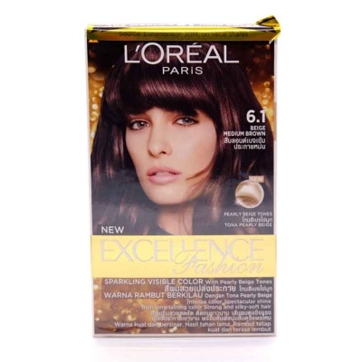 LOREAL Excellence Ash Supreme Hair Color - 6.1 Brunette Ash with Anti Brass Purple Shampoo