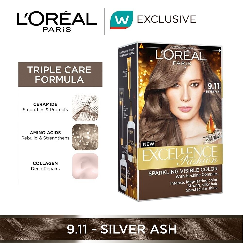 Excellence Ash Supreme Hair Color - 9.11 Silver Ash with Anti Brass Purple Shampoo