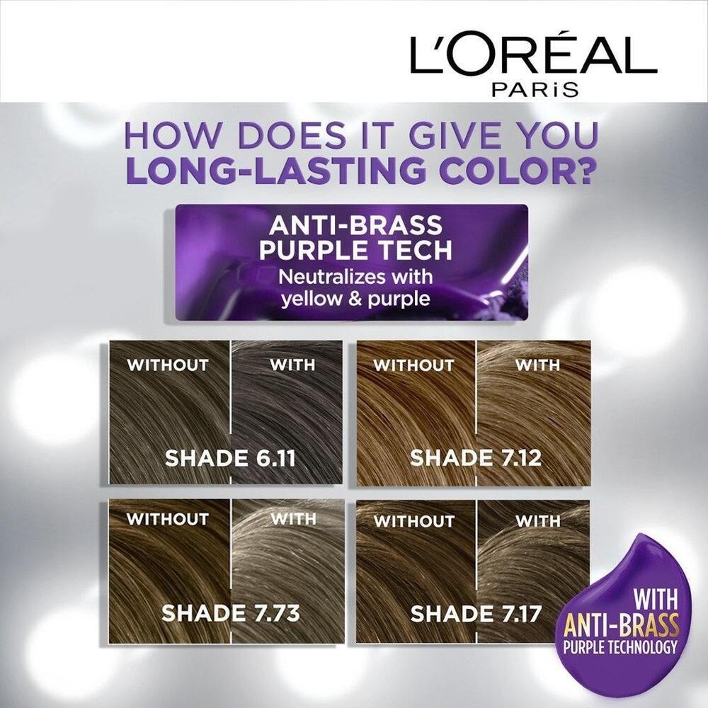 Excellence Ash Supreme Hair Color - 7.12 Honey Ash with Anti Brass Purple Shampoo