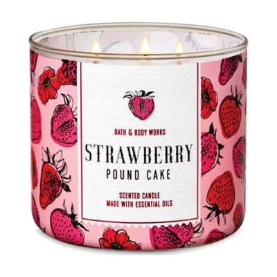 BATH N BODY WORKS Strawberry Pound Cake - 3 Wick Candle