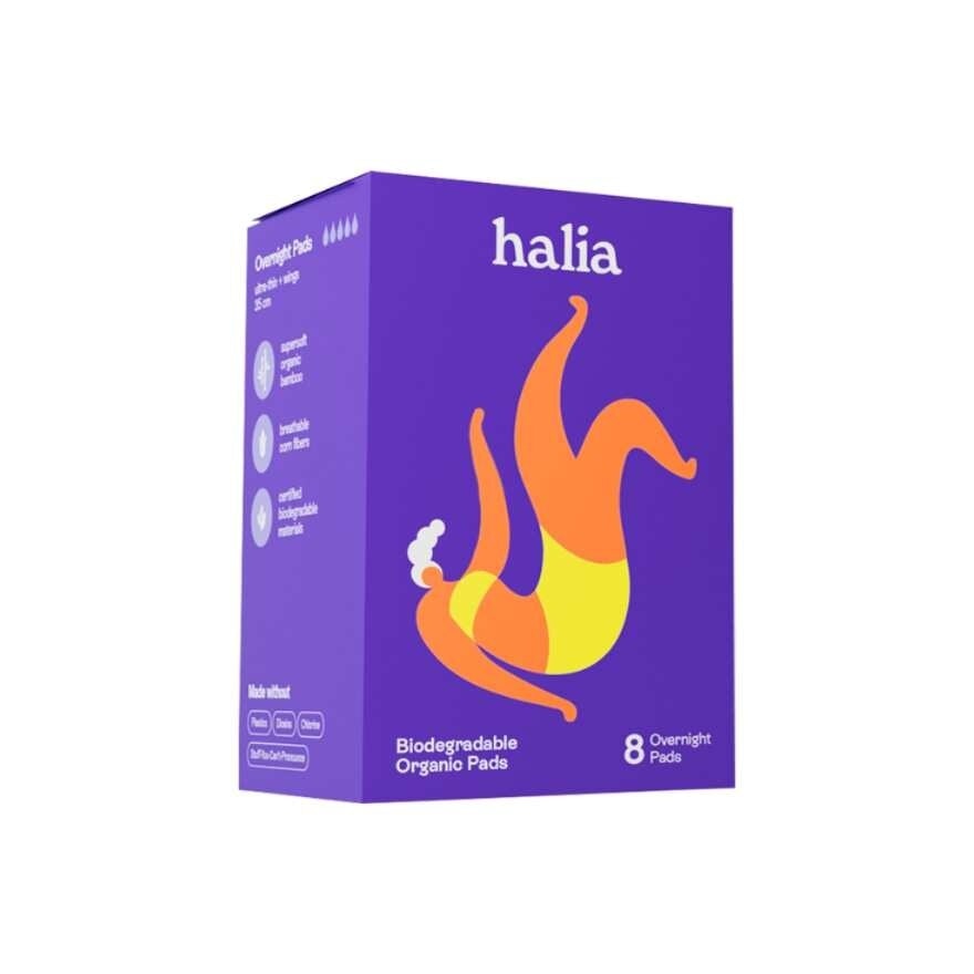 Halia  Biodegradable Organic Overnight Pads