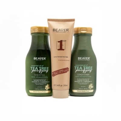 BEAVER BVR TEA TREE SET 350ML W/ 1 MIN HAIR MASK