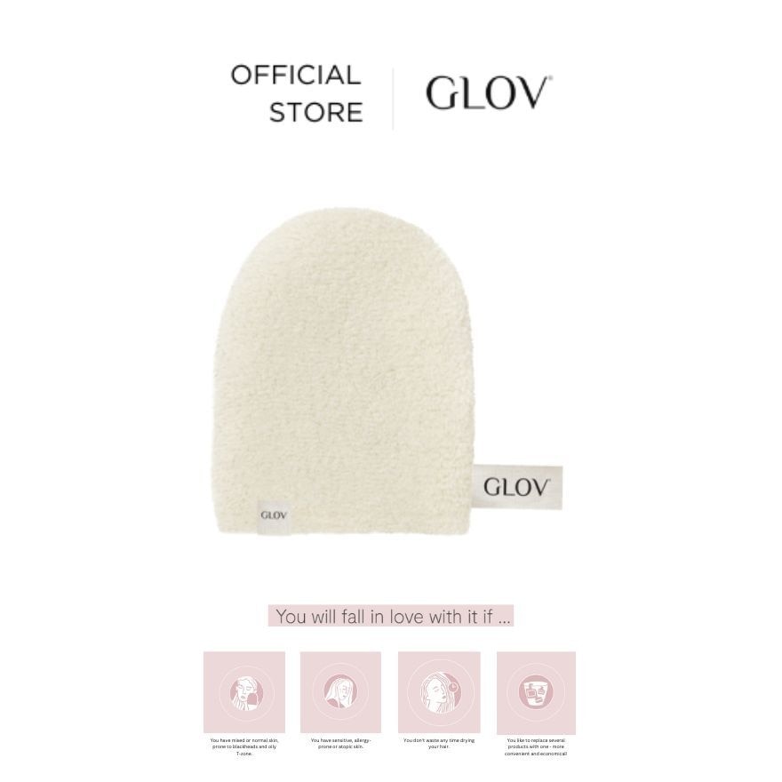 GLOV Water Only Makeup Remover and Skin Cleansing Mitt IVORY