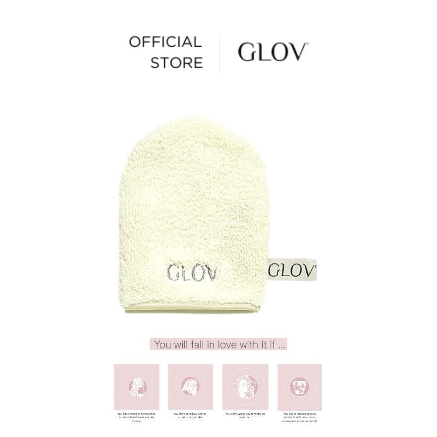 GLOV Water Only Makeup Remover and Skin Cleansing Mitt IVORY
