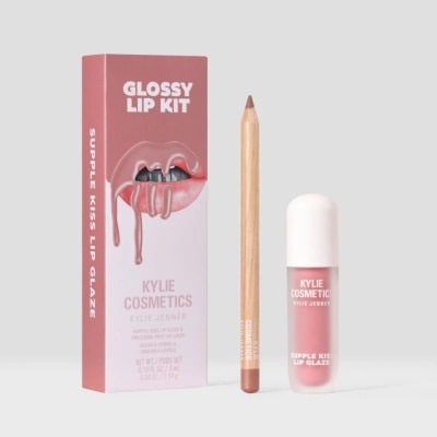 KYLIE KYLIE COSMETICS GLOSSY LIP KIT KYLIE - SOFT DUSTY ROSE GLOSS & NUDE BROWN LINER