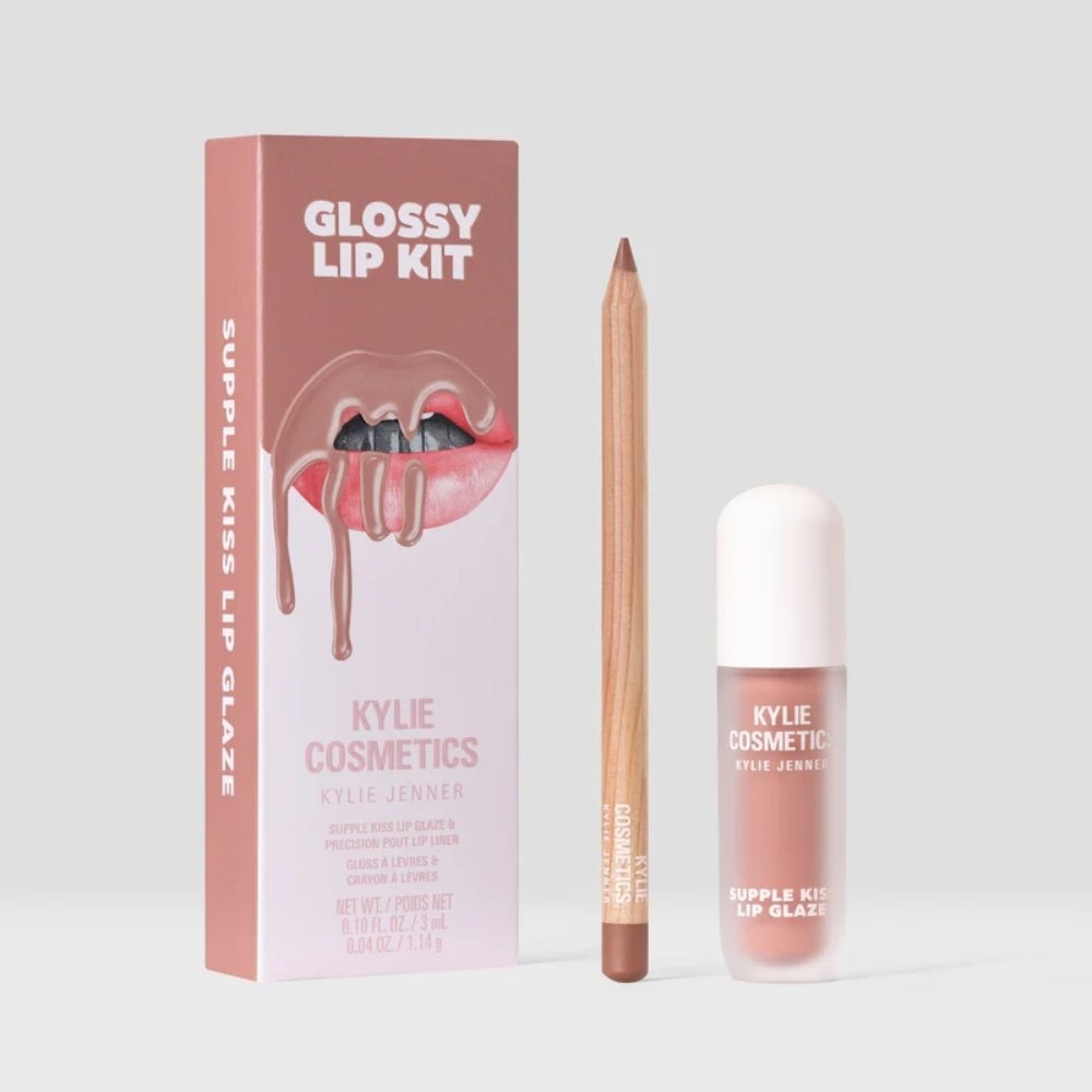  KYLIE COSMETICS GLOSSY LIP KIT COCONUT 2.0 - ROSY BROWN GLOSS & ROSE BROWN NUDE LINER